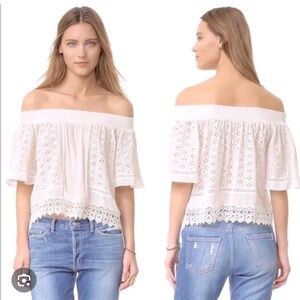 Lovers + Friends Off Shoulder Eyelet Lace Top